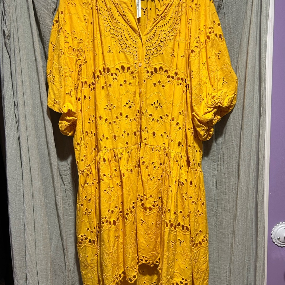 Yellow Eyelet Dress